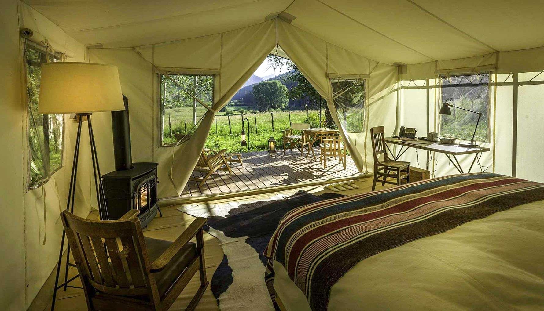 Glamping in a tent